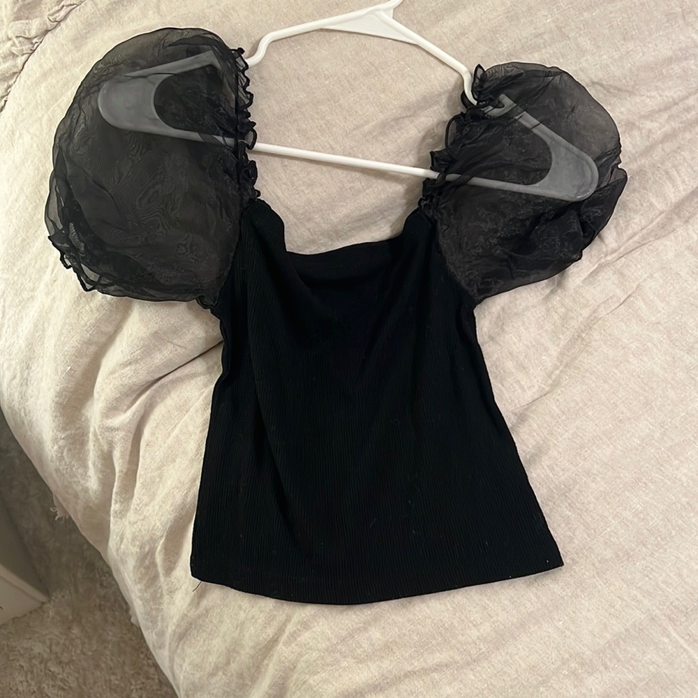 ASOS puff sleeve black top